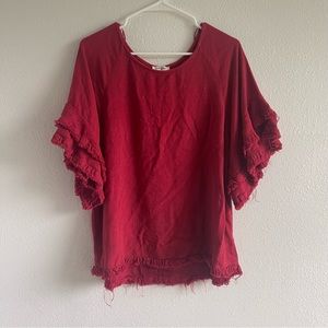 🌷3 for $10🌷Umgee Red Fringe Short Sleeve Blouse
